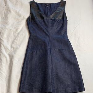 Bebe navy blue and black leather dress